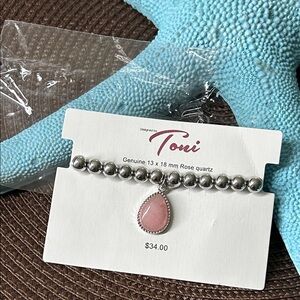 🖤NEW🔺Pink Rose Quartz Charm  Bracelet